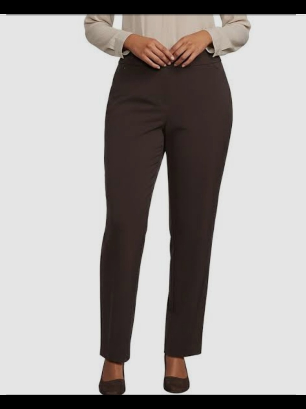 Rebecca Malone Petite Women's Dark Chocolate Brown Slim Ponte Pants